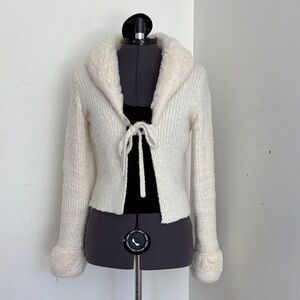 F21 Faux Fur Cardigan Y2K